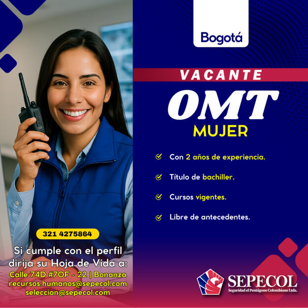OMT Mujer Bogotá | 2 años exp
